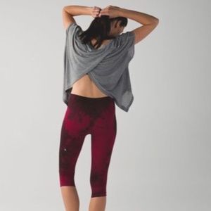Lululemon In The Flow Crop II Wine Berry Red Print